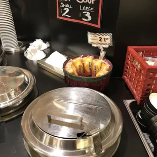 Soups, I love their broccoli cheddar