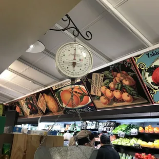 Pretty murals above the produce section