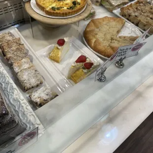 vanilla crepe NEW ITEM, Meat Quiche Slice, Veggie Quiche Slice, Apple Galette