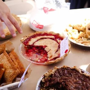 Sweetcie Pie's Cherry Amaretto at the KCRW Pie Contest Judge's Table.