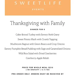 Come celebrate Thanksgiving with SweetDiner!