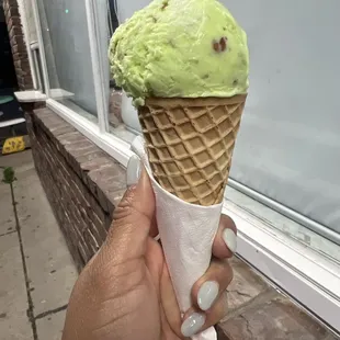 Pistachio ice cream cone $3
