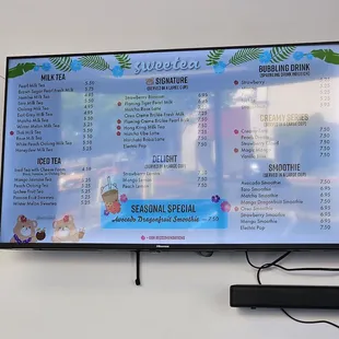 Current menu with pricing (April 2024).