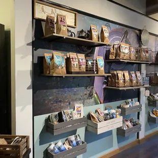 a variety of goods displayed on shelves