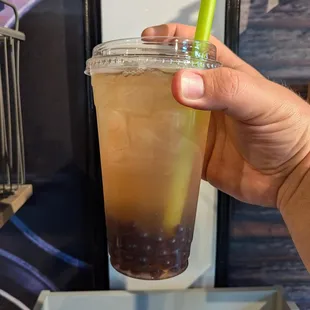 tropical sweet tea with blueberry boba