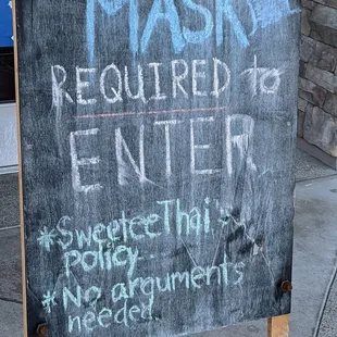 Masks required. No arguments needed