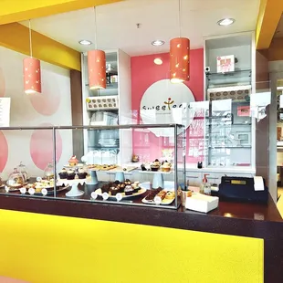 a display of pastries and desserts