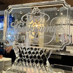 Happy Thanksgiving Ice Sculpture 2024