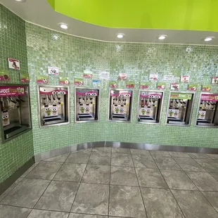 Frozen yogurt self-serve area.