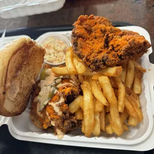 Spicy Hot Fried Chicken Slider with Fries