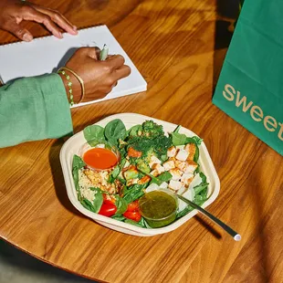 a plate of salad on a table