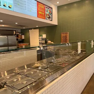 the counter area of a fast food restaurant