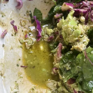 Guacamole greens with the watery dressing!