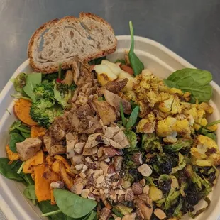 Chicken + Brussels with added Curry cauliflower