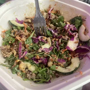 Crispy Rice Bowl- I think there should be enough salad to at least reach the first line on the bowl.