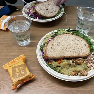 two plates of food on a table