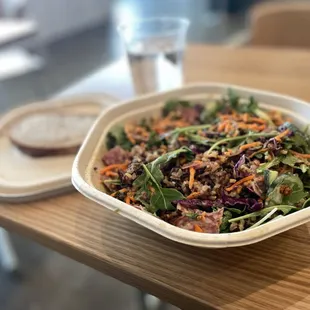 a salad in a bowl on a table