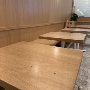 Every table dirty like this on top and bench