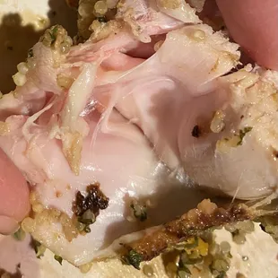 Uncooked chicken chunk