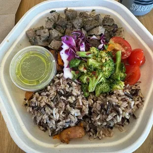 What I got and I even had to ask for double meat!  2.5oz of protein is not a protein bowl guys