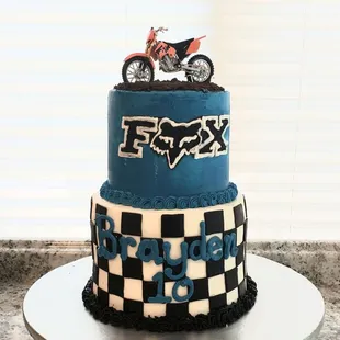 a motorcycle themed cake