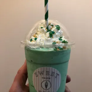 Delicious minty milkshake