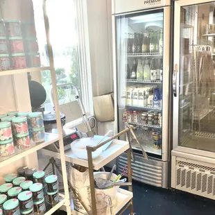 Drinks and other items to buy.