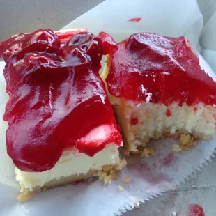 Most wonderful cheesecake ever. Square slices are the best!