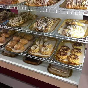 a variety of pastries on display