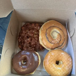 Apple Fritter, Cinnamon roll &amp; donuts!