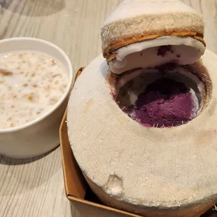 Coconut Jelly with Ube&amp; Peach Gum