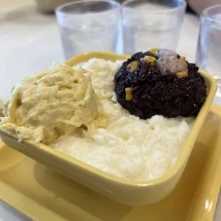 Durian and Grass Jelly with Vanilla Frost