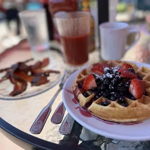 Belgian waffle with berries