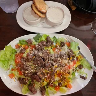 Steak salad with filet. Delicious.