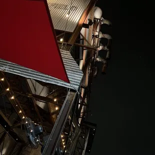 the top of a building at night