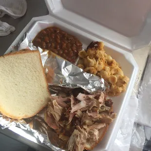 Pulled Pork, Baked Beans, Baked Mac &amp; Cheese