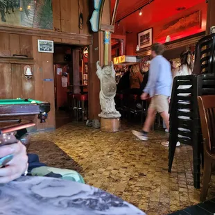 Local crowd at the bar, pool table