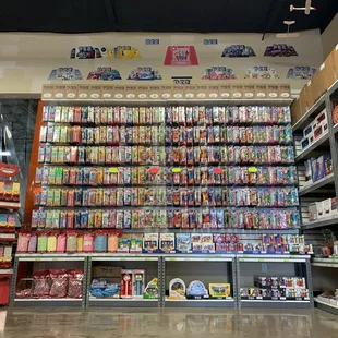 shelves of candy in a store
