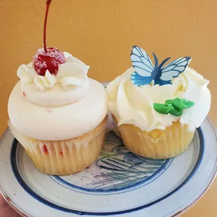 Cherry chip &amp; rose cupcake filled with strawberry cream