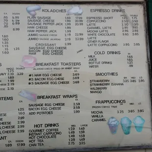 Drive thru menu