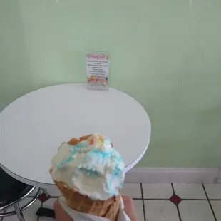 Birthday cake on a waffle cone
