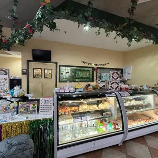a display of cakes and pastries