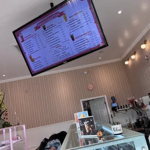 the menu on the wall