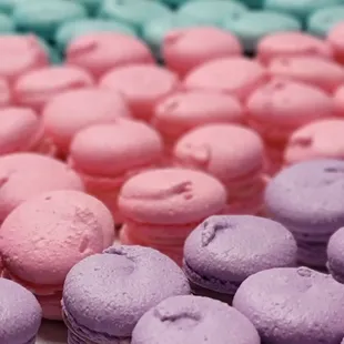 a variety of colorful macarons