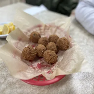 Basket of jalapeño hush puppies
