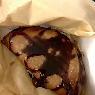 Fried Peach pie with chocolate drizzle...yummy