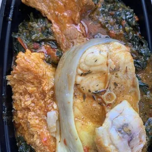 a meal in a black container