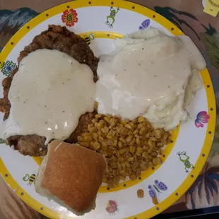 Chicken fried steak blue plate special.  You want this.