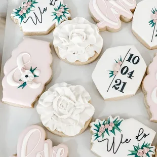 a tray of decorated cookies