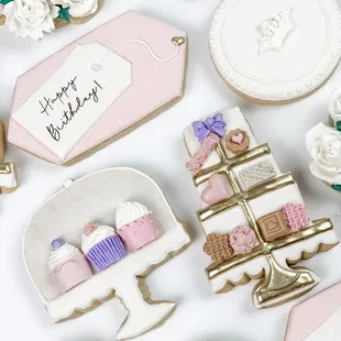 a variety of decorated cookies